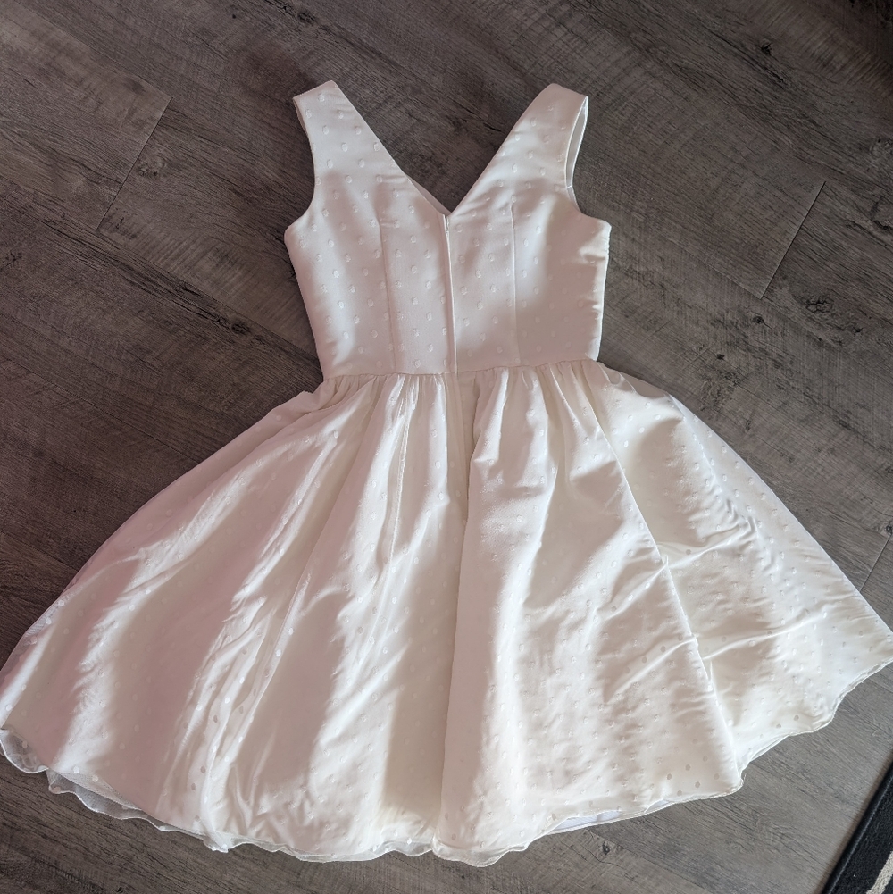 Dolly Parton Couture Bride White Polka dot Swing Wedding Dress Lg Retro Vintage - Picture 13 of 13
